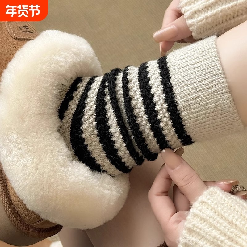 条纹复古袜子女秋冬季无骨堆堆袜加厚保暖中筒袜冬天长袜配雪地靴,女士内衣/男士内衣/家居服,中筒袜,淘宝优惠券,粉丝福利购,淘宝优惠卷
