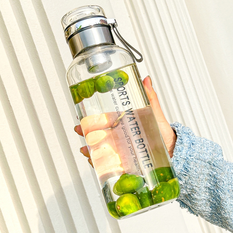 玻璃杯吨吨杯夏季运动水杯便携超大容量玻璃高硼硅茶仓单层保温