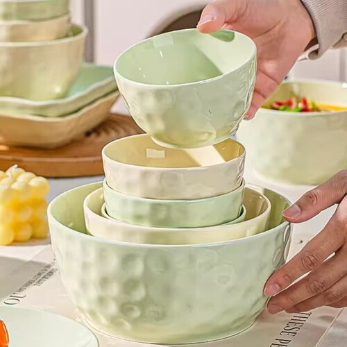 景德镇釉下彩奶油风陶瓷米饭碗