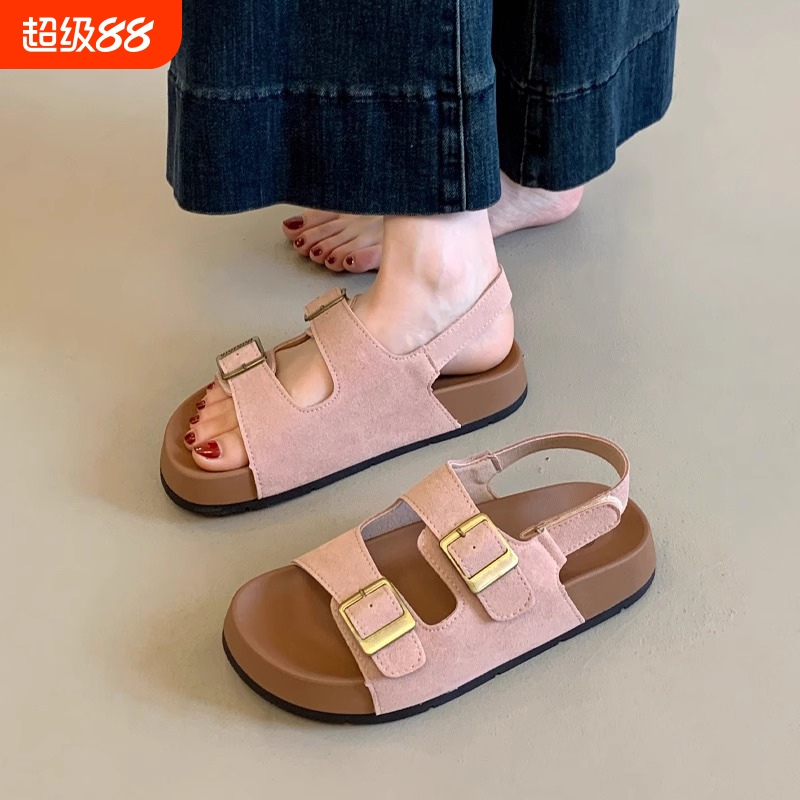 勃肯凉鞋女款夏季外穿2025新款孕妇防滑不累脚厚底海边沙滩罗马鞋