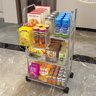 亚克力零食置物架小推车落地移动卫生间收纳盒多层化妆品柜子客厅