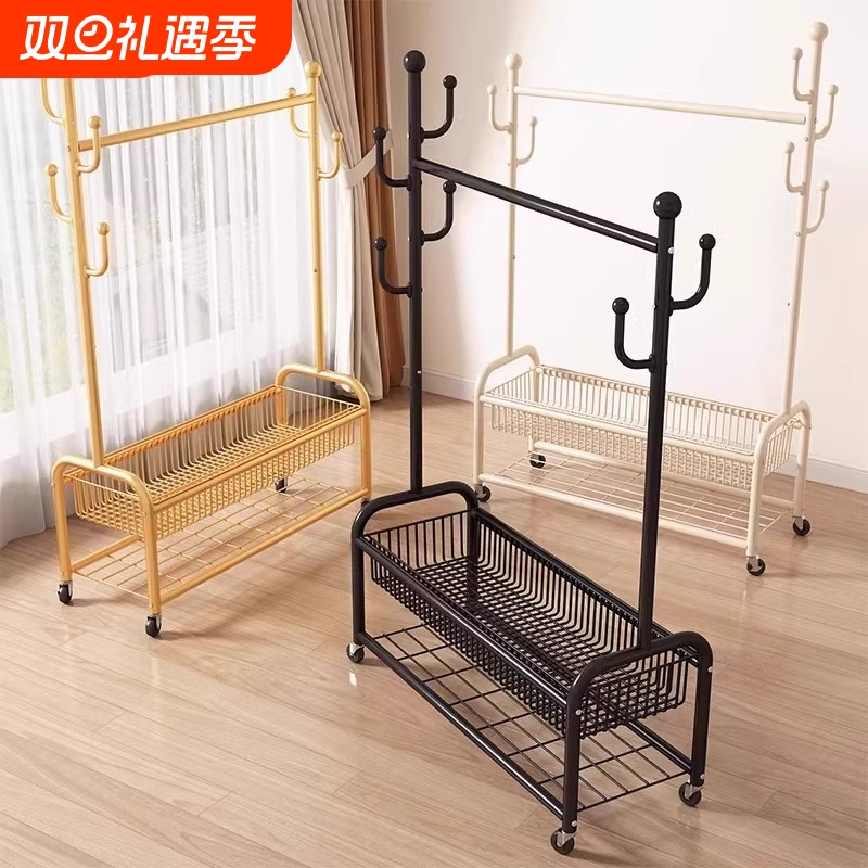 卧室落地挂衣架家用晾衣架室内房间置物衣帽架简易挂衣服架子移动