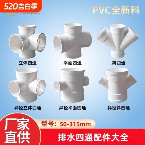 PVC四通大全排水管110立体