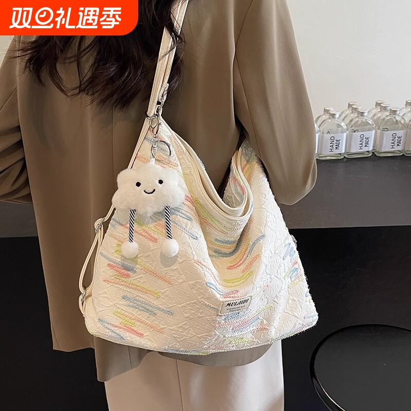 帆布包包女大容量2025新款小众布包单肩斜挎包三用背包通勤托特包