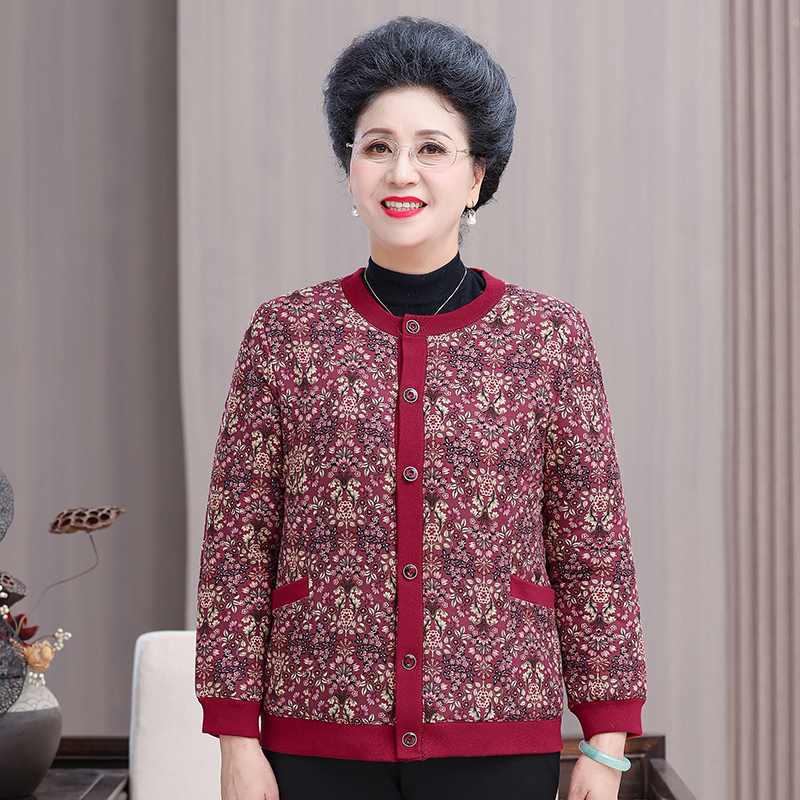 奶奶冬季长袖加绒加厚保暖棉衣