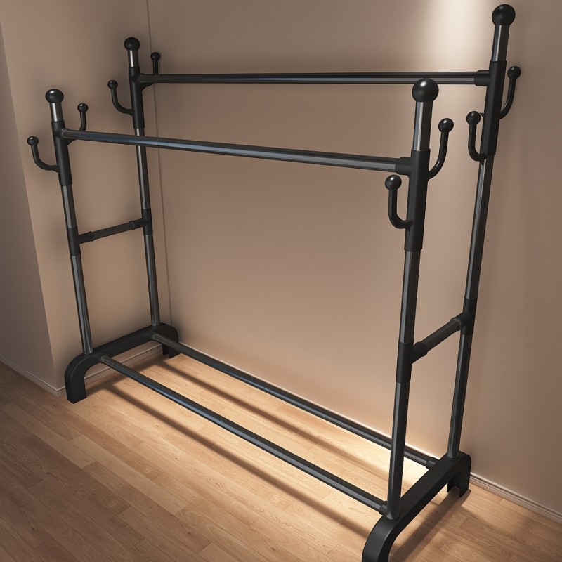 简易晾衣架落地加粗衣帽架家用阳台挂衣杆晒衣服架子收纳架结实