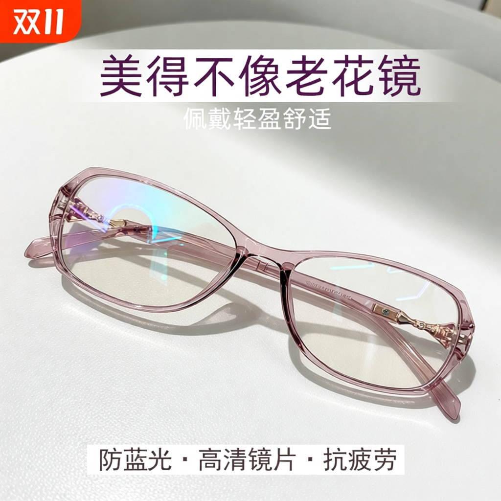 超轻高清老花镜女防蓝光时尚显年轻中老年老花眼镜抗疲劳镜片树脂