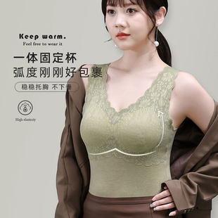 德绒自发热秋冬加绒加厚保暖背心女人内衣女士无痕打底衫 女保暖衣