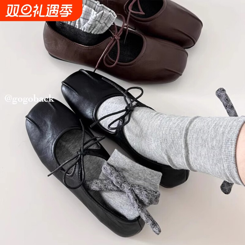 gogoback法式复古芭蕾风玛丽珍鞋女百搭舒适通勤休闲平底浅口