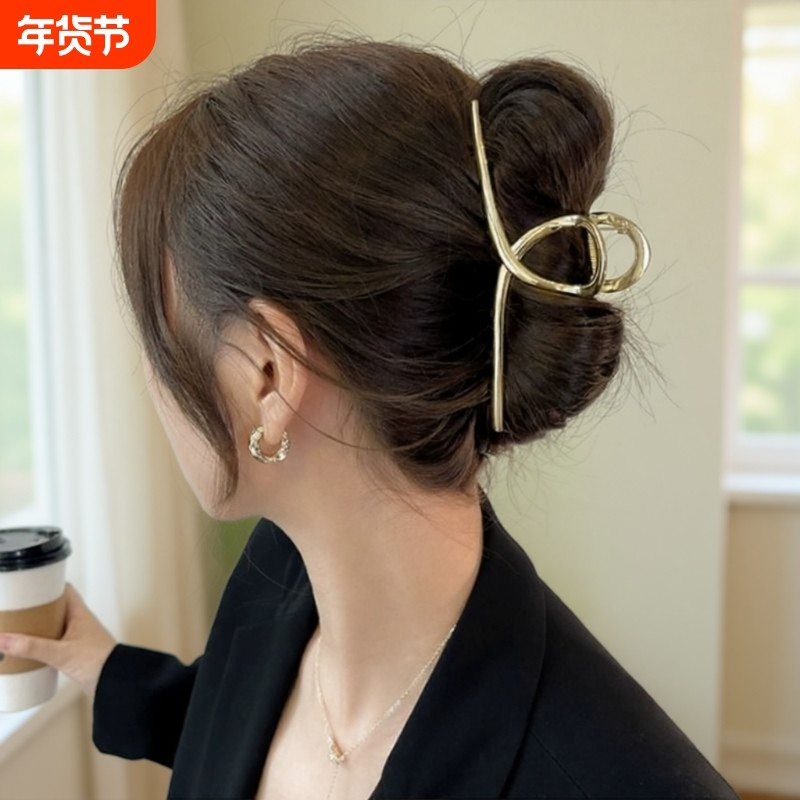 高级感大号鲨鱼夹金属超大号抓夹2024新款发量多头饰发夹女后脑勺