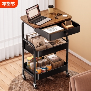 可移动小推车置物架落地客厅沙发边几零食收纳架子床头柜多层折叠