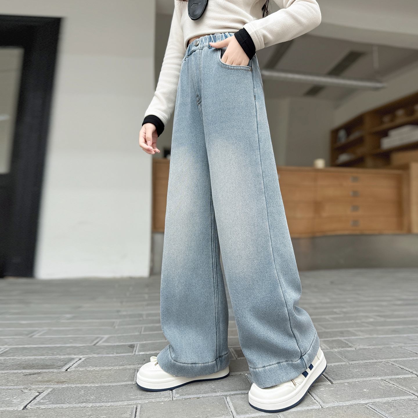 爱西娜长裤牛仔布中大童女孩裤子