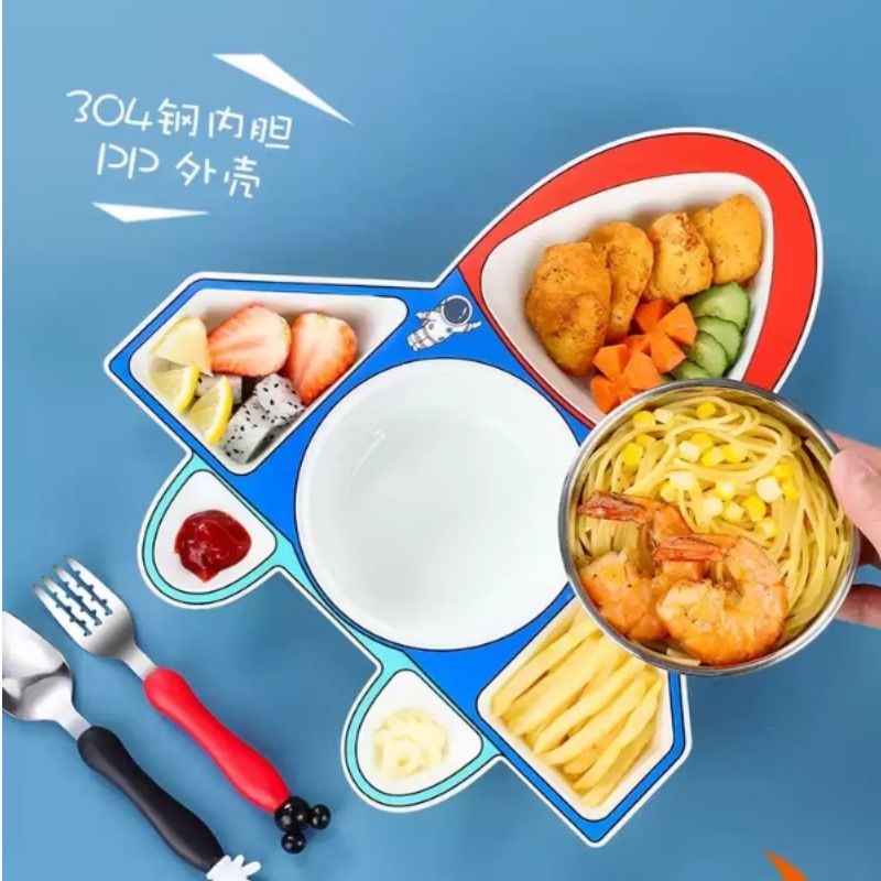 吸盘304不锈钢儿童餐具分格餐盘卡通幼儿园宝宝食品级辅食碗吃饭