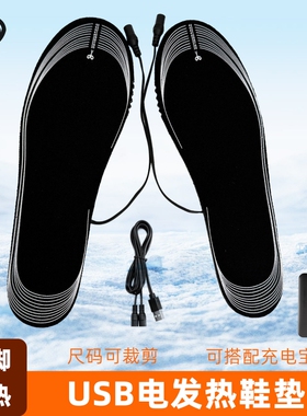 冬季5V电加热鞋垫USB充电发热秋冬暖脚宝全脚掌发热鞋垫可裁剪