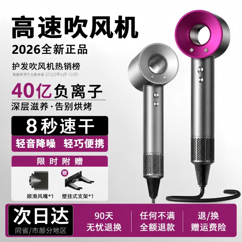 高速电吹风机家用负离子护发静音大风力速干不伤发风筒新款吹风筒