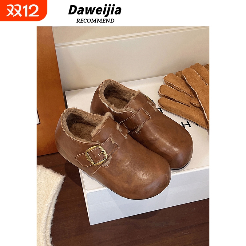 加绒内增高勃肯小皮鞋女秋冬季新款巨好看时尚爆款百搭休闲单鞋子