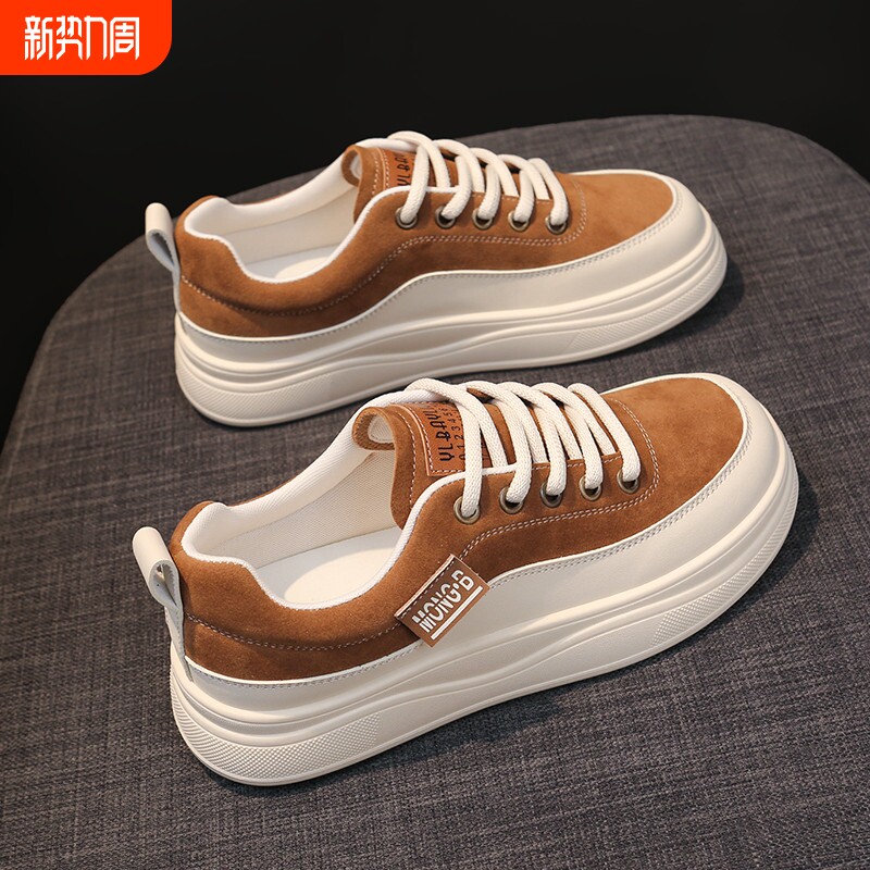 板鞋女款2026新款爆款春季百搭皮质小白鞋学生休闲运动鞋女平底