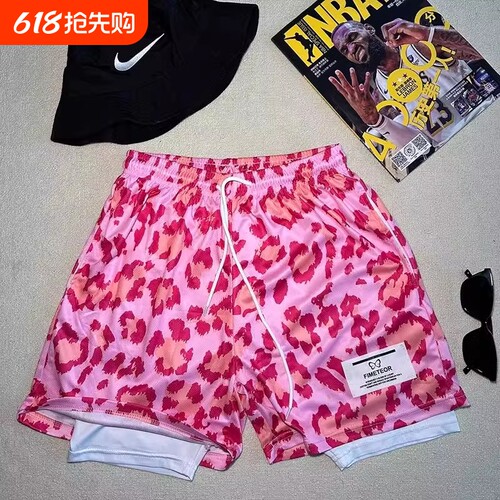 夏季新品美式假两件短裤透气速干