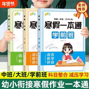 幼小衔接寒假作业一本通 幼儿园学前班大班中班拼音数学语言每日一练幼儿练习册全套幼小衔接寒假作业幼升小衔接教材全套一日一练