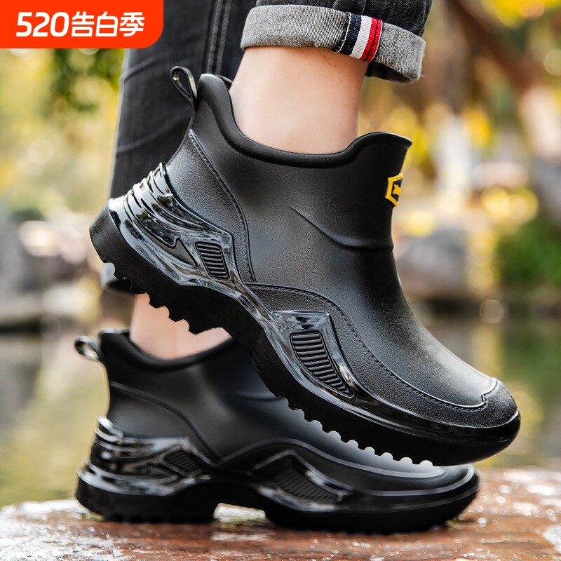 低帮雨鞋水鞋男防滑时尚短筒防水靴户外露营钓鱼加厚厨房胶鞋轻便