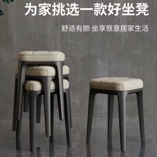 现代轻奢软包方凳家用客厅餐桌椅加厚软包方凳简约轻奢叠放矮凳
