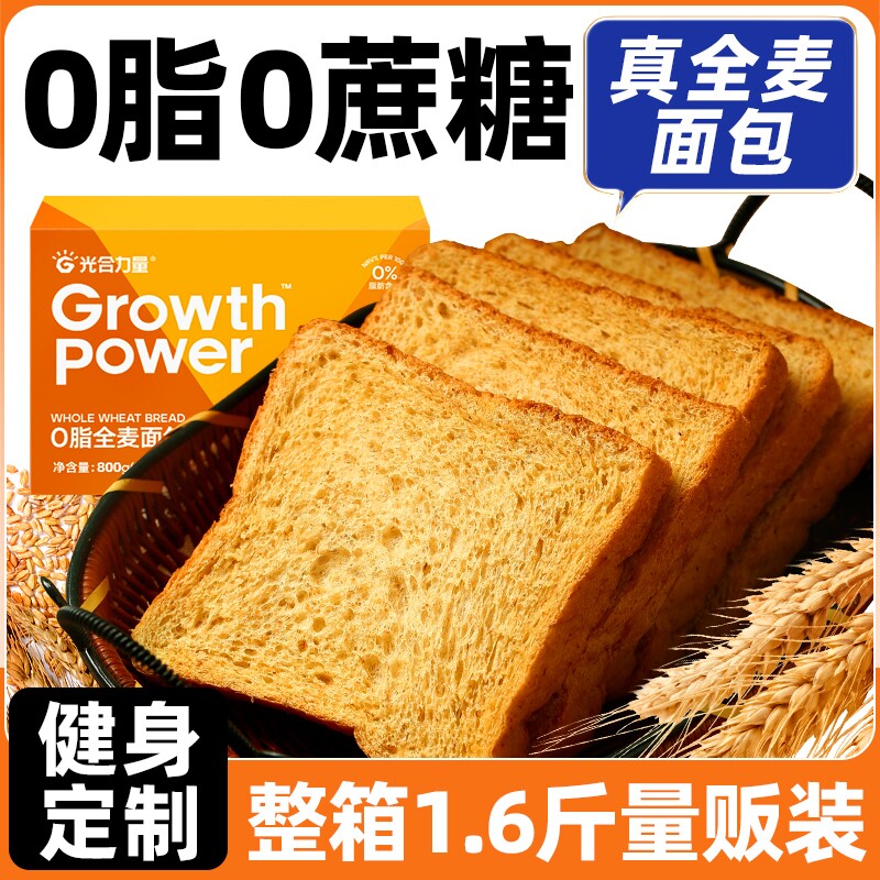 光合力量全麦吐司面包健身早餐图片