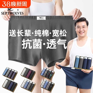 七匹狼加大码宽松内裤男纯棉四角裤抗菌打底裤衩送爸爸平脚裤吸汗