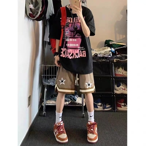 美式高街篮球运动短裤男潮牌速干马裤欧美hiphop休闲五分裤子夏季