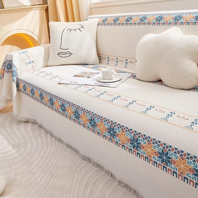 四季通用沙发巾沙发套罩华夫格防尘沙发盖布巾万能全盖防猫抓简约