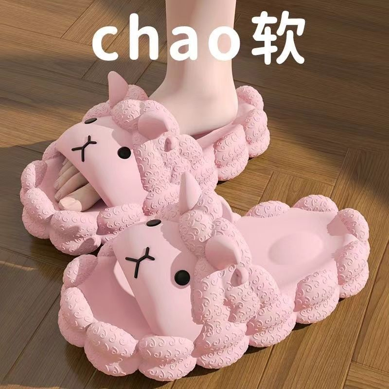 羊羊拖鞋女夏天外穿居家一字拖鞋女防滑浴室厚底软底静音踩屎感