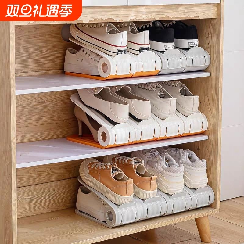 折叠鞋架省空间鞋子收纳神器简约收纳盒透明鞋柜分层隔板装放鞋箱