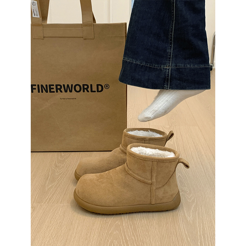 厚底小土豆雪地靴女2025冬季新款加绒保暖皮毛一体勃肯棉鞋女防水