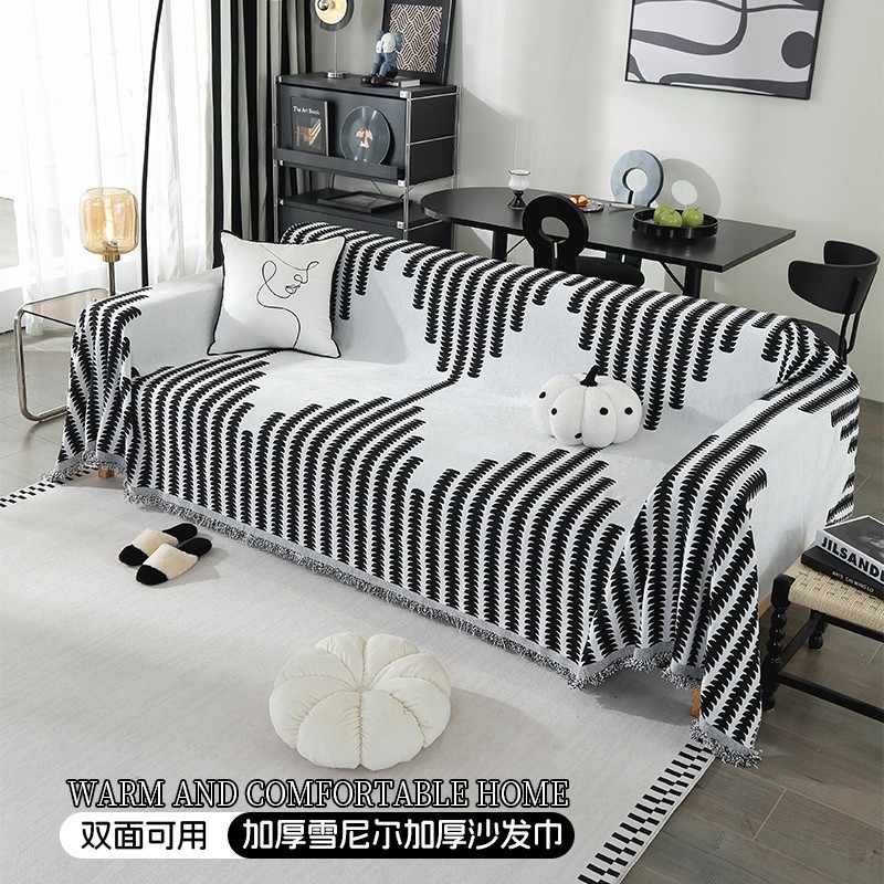雪尼尔沙发盖布巾全包万能防猫抓四季通用简约沙发垫套罩防滑盖毯