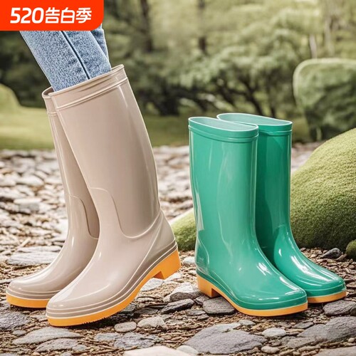 雨鞋女士高筒防水加绒保暖胶雨靴