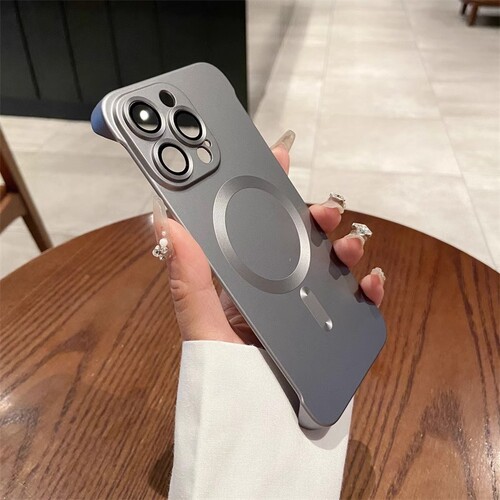 无边框手机壳适用iPhone16磁吸护镜磨砂16promax裸感亲肤iphone15镜头膜14promax防摔13超薄手感带镜头