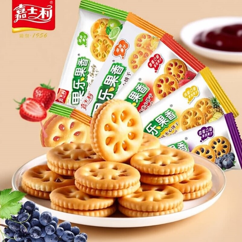 嘉士利果乐果香夹心饼干果酱夹心饼干休闲小零食追剧独立包装