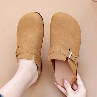 软底舒适外穿户外居家办公一脚蹬包头半拖鞋 春夏季 女款 休闲勃肯鞋