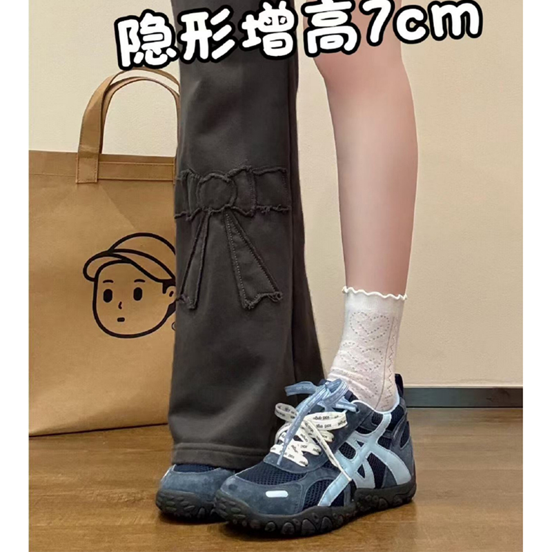 内增高7cm~厚底德训鞋女2025秋季新款小个子阿甘鞋休闲百搭运动鞋