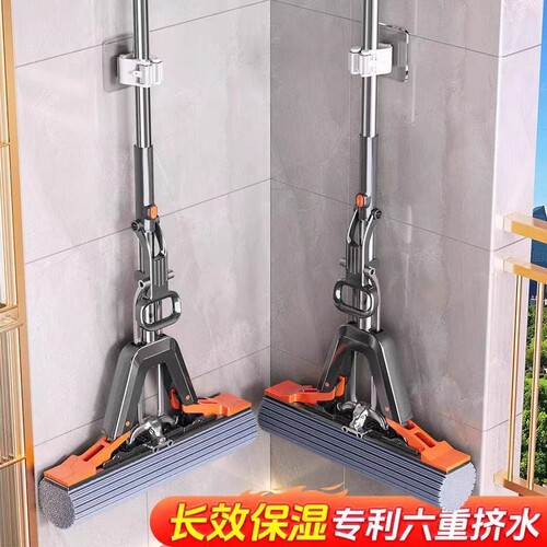 海绵拖把家用一拖净吸水2025新款拖地神器免手洗胶棉地拖布对折