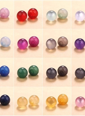 盘扣扣子玉石小纽扣新中式珠子装饰配件灰色绿色红色紫色蓝色旗袍