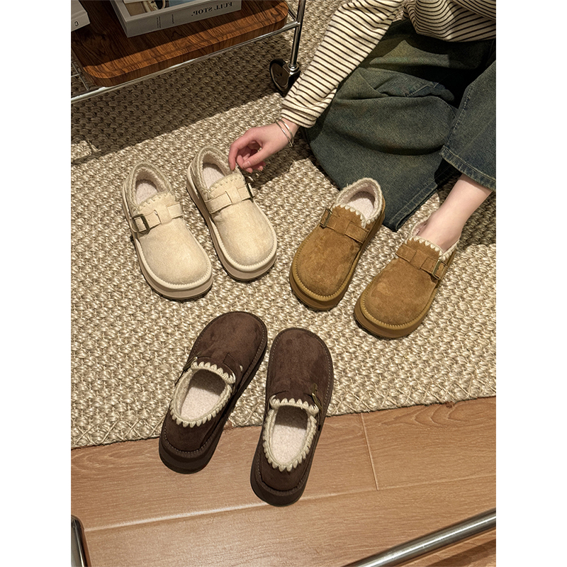 贾不假勃肯鞋女款2025新款秋冬季厚底增高鞋子加绒棉鞋全包博肯鞋