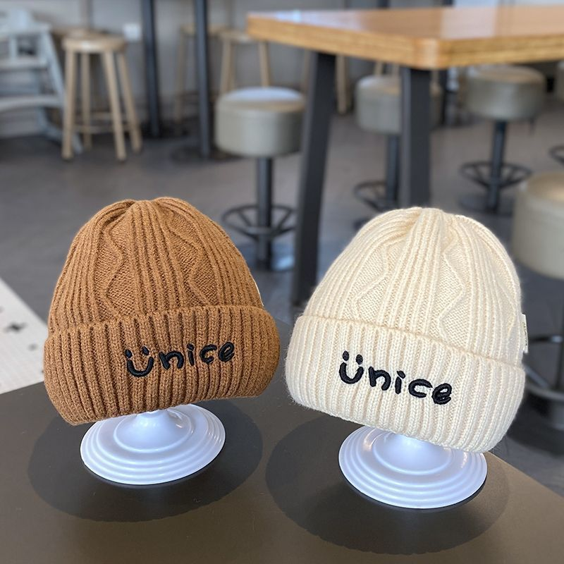 韩版ins儿童宝宝帽子秋冬男童针织毛线帽女童保暖护耳套头帽黑色