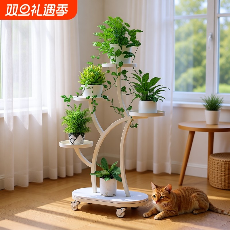 移动多层花架2025绿植客厅落地式室内阳台新款置物架铁艺花盆架子