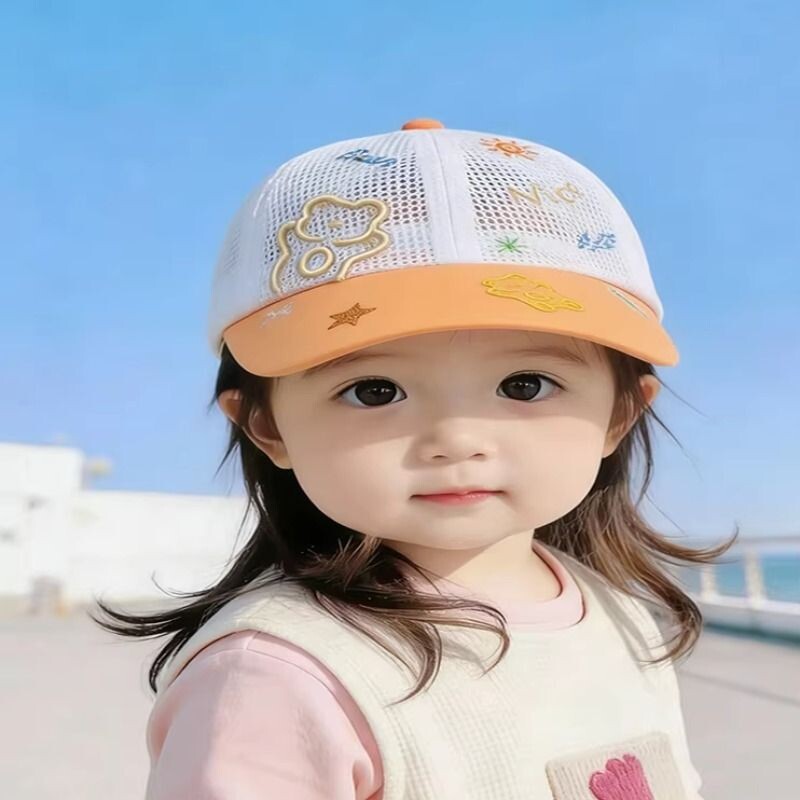 儿童帽遮阳帽男女童夏季薄款遮阳鸭舌帽宝宝网眼透气防晒棒球帽