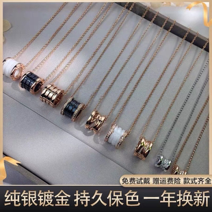 高版 本999纯银小蛮腰弹簧项链男女小红人锁骨链白金925银镀金