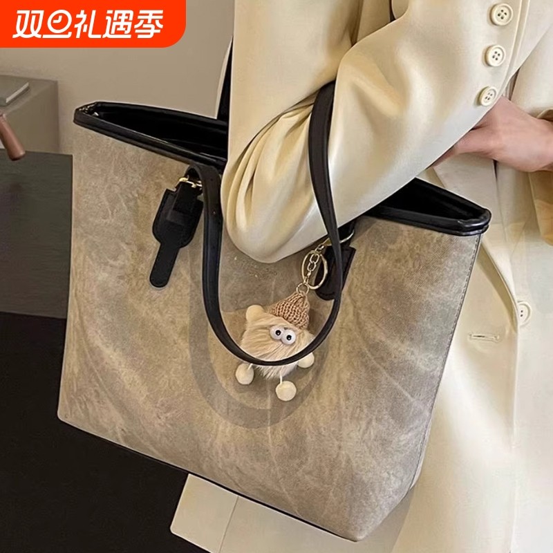 纹理包秋冬新款大学生上课通勤时尚休闲单肩包高级感大容量手提包