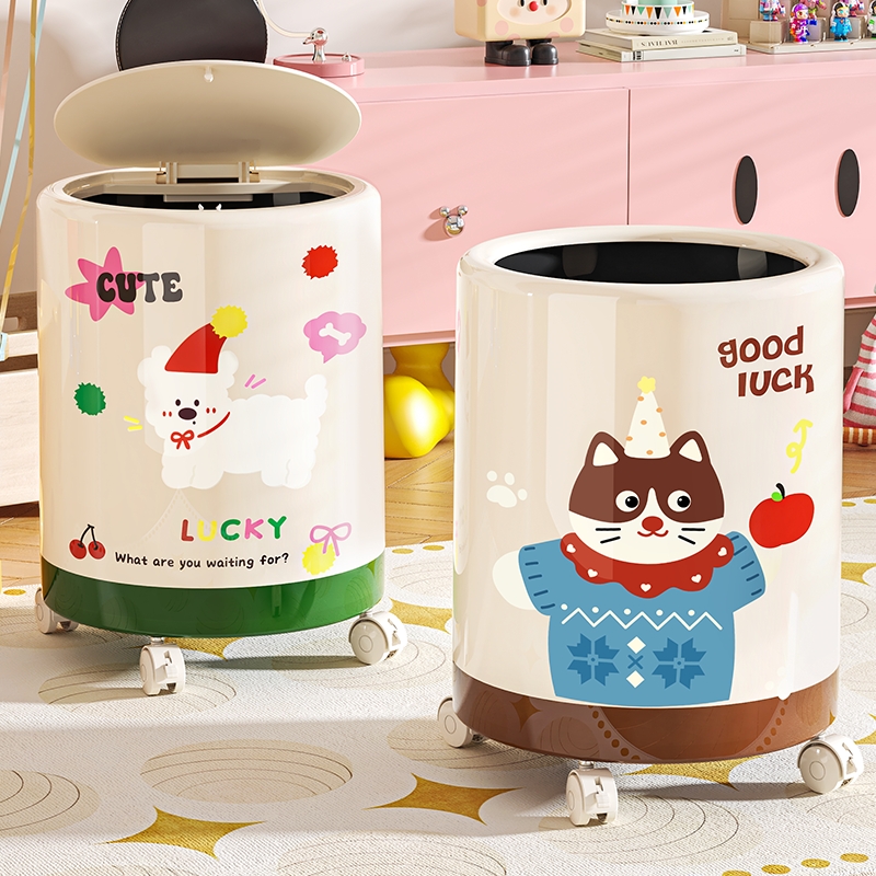 垃圾桶家用2025新款大号大容量带盖卧室客厅可爱高颜值可移动带轮