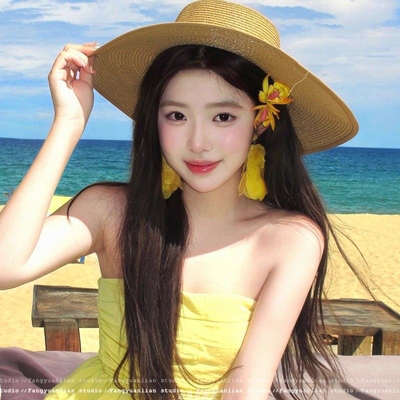 潮汐漫夏 氛围感黄色花朵流苏耳夹女海边度假无耳洞耳环夸张耳饰