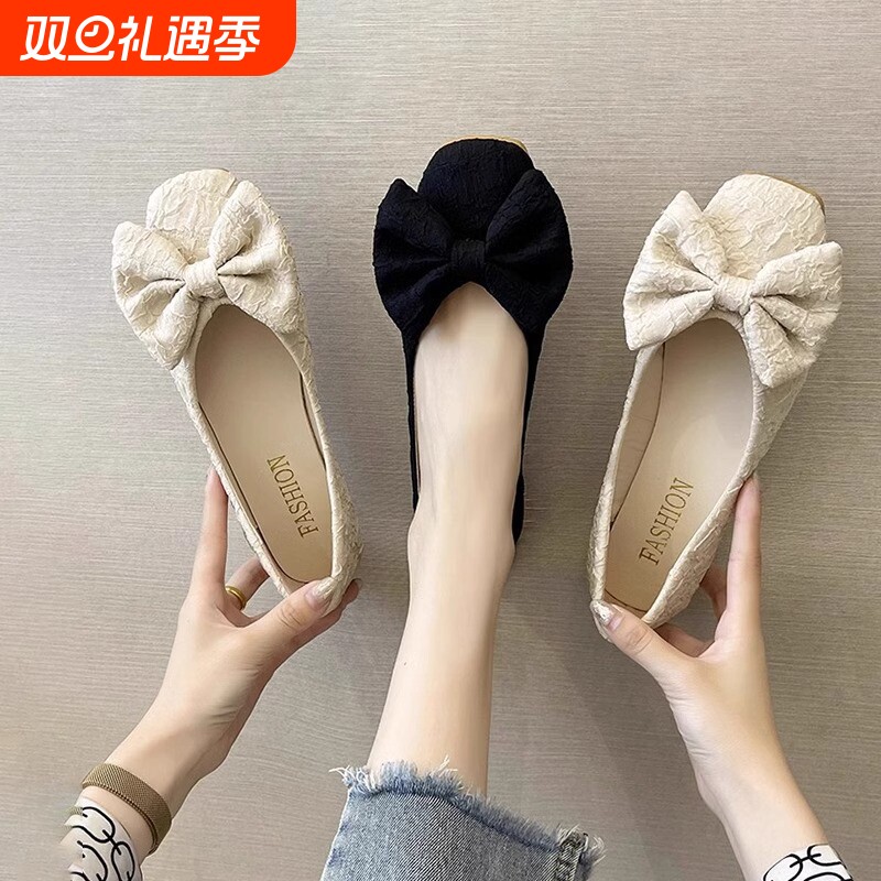 豆豆鞋单鞋女2025秋平底夏季新款防滑女鞋孕妇一脚蹬软底不累脚