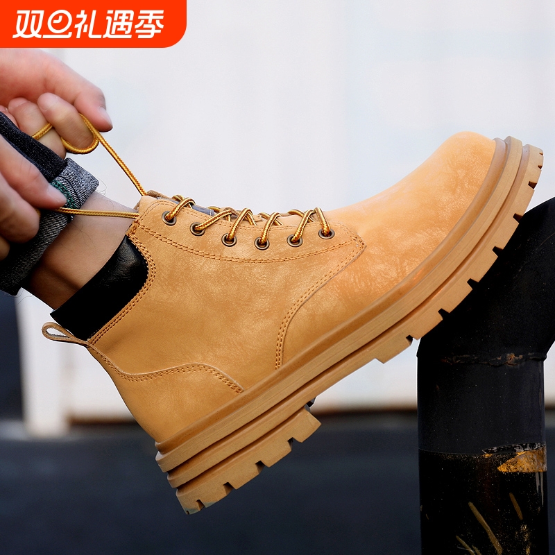 马丁靴男女情侣款秋冬季棉鞋加绒厚底大黄靴英伦风短靴户外真皮
